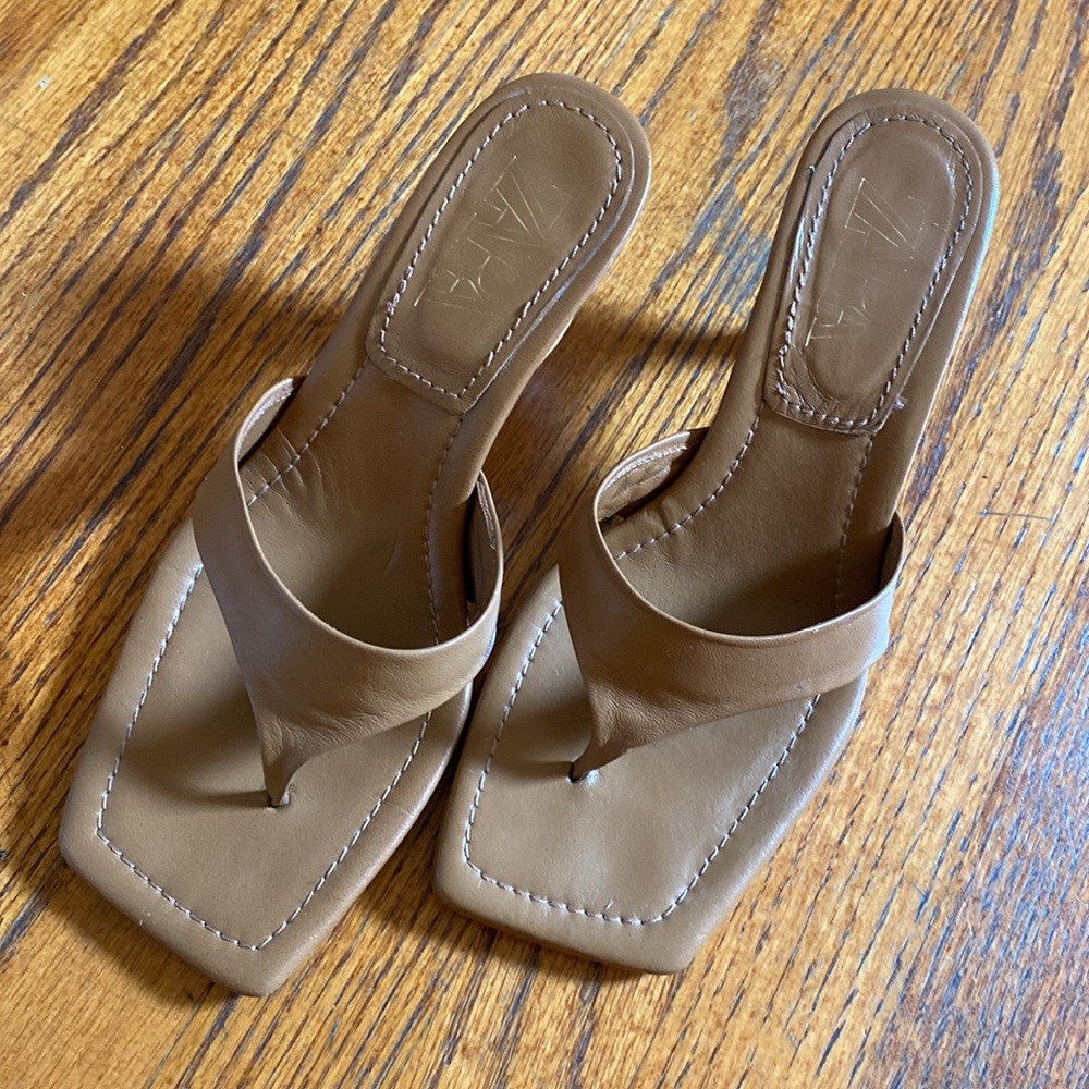 Zara faux leather kitten heel sandals